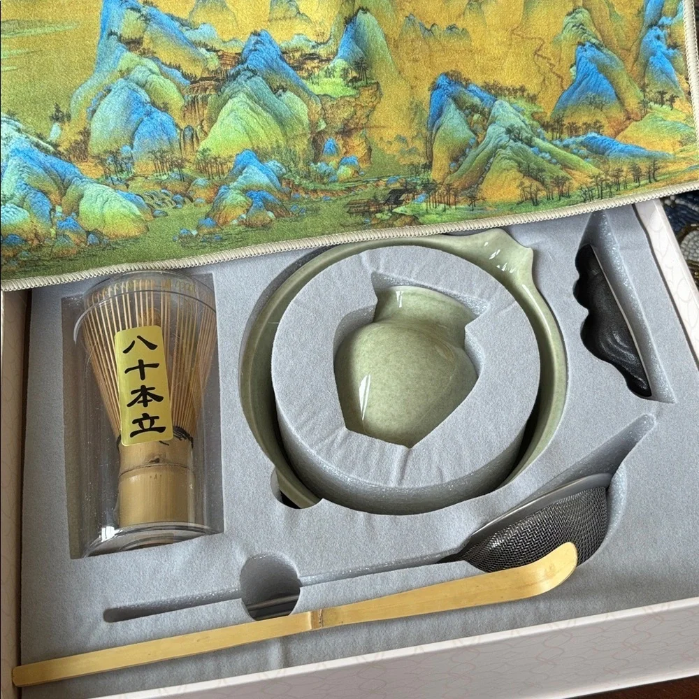 Brand New Matcha Whisk Set 8-Piece Japanese Tea Ceremony Kit Ceramic Bamboo